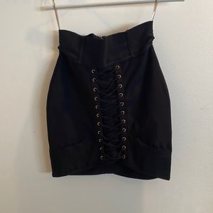 House of CB black bandaged mini skirt
